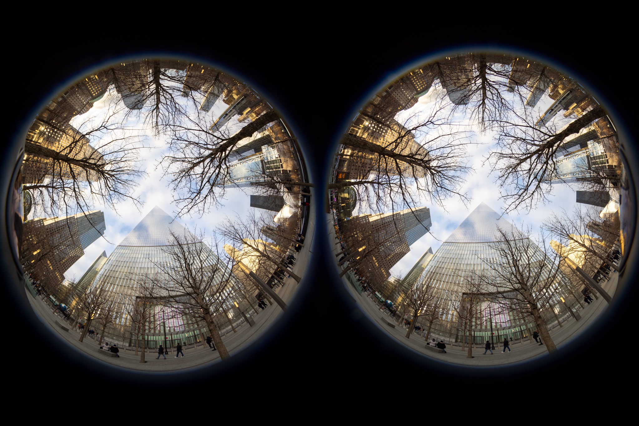 A raw image of One WTC captured with the RF5.2mm F2.8 L Dual Fisheye lens.